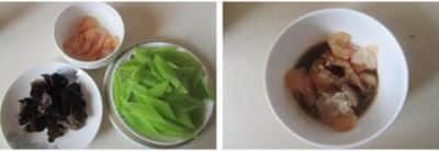 木耳莴苣炒鸡片的做法步骤1-2
